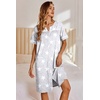 Ekouaer Nightgowns for Women House Dress with Pockets Button Down Sleepshirt Short Sleeve Nightshirt Housecoat | Button Up Night Gowns,Short Sleeve Housecoat,Moo Moos for Elderly Women,Labor and Delivery Gown for Pregnant and Postpartum(Grey Stars)
