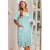 Ekouaer Nightgowns for Women House Dress with Pockets Button Down Sleepshirt Short Sleeve Nightshirt Housecoat | Button Up Night Gowns,Short Sleeve Housecoat,Moo Moos for Elderly Women,Labor and Delivery Gown for Pregnant and Postpartum(Green Floral)