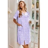 Ekouaer Nightgowns for Women House Dress with Pockets Button Down Sleepshirt Short Sleeve Nightshirt Housecoat | Button Up Night Gowns,Short Sleeve Housecoat,Moo Moos for Elderly Women,Labor and Delivery Gown for Pregnant and Postpartum(Purple Floral)