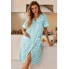 Ekouaer Nightgowns for Women House Dress with Pockets Button Down Sleepshirt Short Sleeve Nightshirt Housecoat | Button Up Night Gowns,Short Sleeve Housecoat,Moo Moos for Elderly Women,Labor and Delivery Gown for Pregnant and Postpartum(Green Floral)