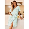 Ekouaer Nightgowns for Women House Dress with Pockets Button Down Sleepshirt Short Sleeve Nightshirt Housecoat | Button Up Night Gowns,Short Sleeve Housecoat,Moo Moos for Elderly Women,Labor and Delivery Gown for Pregnant and Postpartum(Green Daisy)