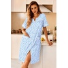 Ekouaer Nightgowns for Women House Dress with Pockets Button Down Sleepshirt Short Sleeve Nightshirt Housecoat | Button Up Night Gowns,Short Sleeve Housecoat,Moo Moos for Elderly Women,Labor and Delivery Gown for Pregnant and Postpartum(Blue Floral)