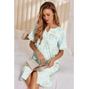 Ekouaer Nightgowns for Women House Dress with Pockets Button Down Sleepshirt Short Sleeve Nightshirt Housecoat | Button Up Night Gowns,Short Sleeve Housecoat,Moo Moos for Elderly Women,Labor and Delivery Gown for Pregnant and Postpartum(Green Daisy)