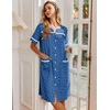 Ekouaer Nightgowns for Women House Dress with Pockets Button Down Sleepshirt Short Sleeve Nightshirt Housecoat | Button Up Night Gowns,Short Sleeve Housecoat,Moo Moos for Elderly Women,Labor and Delivery Gown for Pregnant and Postpartum(Puppy Pawprints)