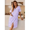 Ekouaer Nightgowns for Women House Dress with Pockets Button Down Sleepshirt Short Sleeve Nightshirt Housecoat | Button Up Night Gowns,Short Sleeve Housecoat,Moo Moos for Elderly Women,Labor and Delivery Gown for Pregnant and Postpartum(Purple Floral)