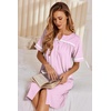 Ekouaer Nightgowns for Women House Dress with Pockets Button Down Sleepshirt Short Sleeve Nightshirt Housecoat | Button Up Night Gowns,Short Sleeve Housecoat,Moo Moos for Elderly Women,Labor and Delivery Gown for Pregnant and Postpartum(Pink Striped)