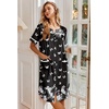 Ekouaer Nightgowns for Women House Dress with Pockets Button Down Sleepshirt Short Sleeve Nightshirt Housecoat | Button Up Night Gowns,Short Sleeve Housecoat,Moo Moos for Elderly Women,Labor and Delivery Gown for Pregnant and Postpartum(Black Butterfly Flower)