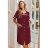 Ekouaer Nightgowns for Women House Dress with Pockets Button Down Sleepshirt Short Sleeve Nightshirt Housecoat | Button Up Night Gowns,Short Sleeve Housecoat,Moo Moos for Elderly Women,Labor and Delivery Gown for Pregnant and Postpartum(Wine Red)