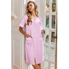Ekouaer Nightgowns for Women House Dress with Pockets Button Down Sleepshirt Short Sleeve Nightshirt Housecoat | Button Up Night Gowns,Short Sleeve Housecoat,Moo Moos for Elderly Women,Labor and Delivery Gown for Pregnant and Postpartum(Pink Striped)