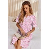 Ekouaer Nightgowns for Women House Dress with Pockets Button Down Sleepshirt Short Sleeve Nightshirt Housecoat | Button Up Night Gowns,Short Sleeve Housecoat,Moo Moos for Elderly Women,Labor and Delivery Gown for Pregnant and Postpartum(Pink Floral)