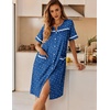 Ekouaer Nightgowns for Women House Dress with Pockets Button Down Sleepshirt Short Sleeve Nightshirt Housecoat | Button Up Night Gowns,Short Sleeve Housecoat,Moo Moos for Elderly Women,Labor and Delivery Gown for Pregnant and Postpartum(Puppy Pawprints)