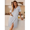 Ekouaer Nightgowns for Women House Dress with Pockets Button Down Sleepshirt Short Sleeve Nightshirt Housecoat | Button Up Night Gowns,Short Sleeve Housecoat,Moo Moos for Elderly Women,Labor and Delivery Gown for Pregnant and Postpartum(Grey Srtiped)
