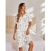 Ekouaer Nightgowns for Women House Dress with Pockets Button Down Sleepshirt Short Sleeve Nightshirt Housecoat | Button Up Night Gowns,Short Sleeve Housecoat,Moo Moos for Elderly Women,Labor and Delivery Gown for Pregnant and Postpartum(White Flowers)
