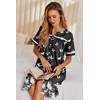 Ekouaer Nightgowns for Women House Dress with Pockets Button Down Sleepshirt Short Sleeve Nightshirt Housecoat | Button Up Night Gowns,Short Sleeve Housecoat,Moo Moos for Elderly Women,Labor and Delivery Gown for Pregnant and Postpartum(Black Butterfly Flower)