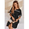 Ekouaer Nightgowns for Women House Dress with Pockets Button Down Sleepshirt Short Sleeve Nightshirt Housecoat | Button Up Night Gowns,Short Sleeve Housecoat,Moo Moos for Elderly Women,Labor and Delivery Gown for Pregnant and Postpartum(Black)