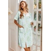 Ekouaer Nightgowns for Women House Dress with Pockets Button Down Sleepshirt Short Sleeve Nightshirt Housecoat | Button Up Night Gowns,Short Sleeve Housecoat,Moo Moos for Elderly Women,Labor and Delivery Gown for Pregnant and Postpartum(Green Daisy)