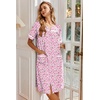 Ekouaer Nightgowns for Women House Dress with Pockets Button Down Sleepshirt Short Sleeve Nightshirt Housecoat | Button Up Night Gowns,Short Sleeve Housecoat,Moo Moos for Elderly Women,Labor and Delivery Gown for Pregnant and Postpartum(Pink Floral)