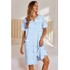 Ekouaer Nightgowns for Women House Dress with Pockets Button Down Sleepshirt Short Sleeve Nightshirt Housecoat | Button Up Night Gowns,Short Sleeve Housecoat,Moo Moos for Elderly Women,Labor and Delivery Gown for Pregnant and Postpartum(Blue Floral)