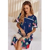 Ekouaer Nightgowns for Women House Dress with Pockets Button Down Sleepshirt Short Sleeve Nightshirt Housecoat | Button Up Night Gowns,Short Sleeve Housecoat,Moo Moos for Elderly Women,Labor and Delivery Gown for Pregnant and Postpartum(Navy Flower)