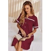 Ekouaer Nightgowns for Women House Dress with Pockets Button Down Sleepshirt Short Sleeve Nightshirt Housecoat | Button Up Night Gowns,Short Sleeve Housecoat,Moo Moos for Elderly Women,Labor and Delivery Gown for Pregnant and Postpartum(Wine Red)