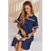 Ekouaer Nightgowns for Women House Dress with Pockets Button Down Sleepshirt Short Sleeve Nightshirt Housecoat | Button Up Night Gowns,Short Sleeve Housecoat,Moo Moos for Elderly Women,Labor and Delivery Gown for Pregnant and Postpartum(Navy)