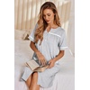 Ekouaer Nightgowns for Women House Dress with Pockets Button Down Sleepshirt Short Sleeve Nightshirt Housecoat | Button Up Night Gowns,Short Sleeve Housecoat,Moo Moos for Elderly Women,Labor and Delivery Gown for Pregnant and Postpartum(Grey Srtiped)
