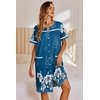 Ekouaer Nightgowns for Women House Dress with Pockets Button Down Sleepshirt Short Sleeve Nightshirt Housecoat | Button Up Night Gowns,Short Sleeve Housecoat,Moo Moos for Elderly Women,Labor and Delivery Gown for Pregnant and Postpartum(Blue Green Flower)