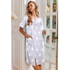 Ekouaer Nightgowns for Women House Dress with Pockets Button Down Sleepshirt Short Sleeve Nightshirt Housecoat | Button Up Night Gowns,Short Sleeve Housecoat,Moo Moos for Elderly Women,Labor and Delivery Gown for Pregnant and Postpartum(Grey Stars)