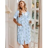 Ekouaer Nightgowns for Women House Dress with Pockets Button Down Sleepshirt Short Sleeve Nightshirt Housecoat | Button Up Night Gowns,Short Sleeve Housecoat,Moo Moos for Elderly Women,Labor and Delivery Gown for Pregnant and Postpartum(Blue Daisy)