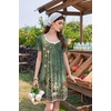 Ekouaer Nightgowns for Women Pleated Sleep Shirts Short Sleeve Night Shirts | Lace Trim Night Gown Ladies Sleep Dress Night Dress Victorian Sleepwear Soft Pajama Dress Casual Loungewear, Cute Print(Green Blossom)