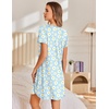 Ekouaer Nightgowns for Women Pleated Sleep Shirts Short Sleeve Night Shirts | Lace Trim Night Gown Ladies Sleep Dress Night Dress Victorian Sleepwear Soft Pajama Dress Casual Loungewear, Cute Print(Daisy Floral)