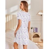 Ekouaer Nightgowns for Women Pleated Sleep Shirts Short Sleeve Night Shirts | Lace Trim Night Gown Ladies Sleep Dress Night Dress Victorian Sleepwear Soft Pajama Dress Casual Loungewear, Cute Print(Purple Blossom)