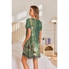 Ekouaer Nightgowns for Women Pleated Sleep Shirts Short Sleeve Night Shirts | Lace Trim Night Gown Ladies Sleep Dress Night Dress Victorian Sleepwear Soft Pajama Dress Casual Loungewear, Cute Print(Green Blossom)