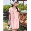 Ekouaer Nightgowns for Women Pleated Sleep Shirts Short Sleeve Night Shirts | Lace Trim Night Gown Ladies Sleep Dress Night Dress Victorian Sleepwear Soft Pajama Dress Casual Loungewear, Cute Print(Lily Elegance)