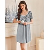 Ekouaer Nightgowns for Women Pleated Sleep Shirts Short Sleeve Night Shirts | Lace Trim Night Gown Ladies Sleep Dress Night Dress Victorian Sleepwear Soft Pajama Dress Casual Loungewear, Cute Print(Gray Floral)