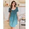 Ekouaer Nightgowns for Women Pleated Sleep Shirts Short Sleeve Night Shirts | Lace Trim Night Gown Ladies Sleep Dress Night Dress Victorian Sleepwear Soft Pajama Dress Casual Loungewear, Cute Print(Sparkling Branches)