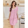Ekouaer Nightgowns for Women Pleated Sleep Shirts Short Sleeve Night Shirts | Lace Trim Night Gown Ladies Sleep Dress Night Dress Victorian Sleepwear Soft Pajama Dress Casual Loungewear, Cute Print(Floral Pink)