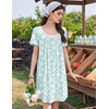 Ekouaer Nightgowns for Women Pleated Sleep Shirts Short Sleeve Night Shirts | Lace Trim Night Gown Ladies Sleep Dress Night Dress Victorian Sleepwear Soft Pajama Dress Casual Loungewear, Cute Print(Daisy Floral)