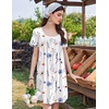 Ekouaer Nightgowns for Women Pleated Sleep Shirts Short Sleeve Night Shirts | Lace Trim Night Gown Ladies Sleep Dress Night Dress Victorian Sleepwear Soft Pajama Dress Casual Loungewear, Cute Print(White Flower)