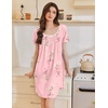 Ekouaer Nightgowns for Women Pleated Sleep Shirts Short Sleeve Night Shirts | Lace Trim Night Gown Ladies Sleep Dress Night Dress Victorian Sleepwear Soft Pajama Dress Casual Loungewear, Cute Print(Lily Elegance)