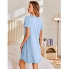 Ekouaer Nightgowns for Women Pleated Sleep Shirts Short Sleeve Night Shirts | Lace Trim Night Gown Ladies Sleep Dress Night Dress Victorian Sleepwear Soft Pajama Dress Casual Loungewear, Cute Print(Light Blue)