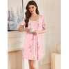 Ekouaer Nightgowns for Women Pleated Sleep Shirts Short Sleeve Night Shirts | Lace Trim Night Gown Ladies Sleep Dress Night Dress Victorian Sleepwear Soft Pajama Dress Casual Loungewear, Cute Print(Lily Elegance)