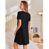 Ekouaer Nightgowns for Women Pleated Sleep Shirts Short Sleeve Night Shirts | Lace Trim Night Gown Ladies Sleep Dress Night Dress Victorian Sleepwear Soft Pajama Dress Casual Loungewear, Cute Print(Black)