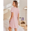 Ekouaer Nightgowns for Women Pleated Sleep Shirts Short Sleeve Night Shirts | Lace Trim Night Gown Ladies Sleep Dress Night Dress Victorian Sleepwear Soft Pajama Dress Casual Loungewear, Cute Print(Red Striped Cherry)