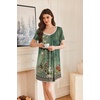 Ekouaer Nightgowns for Women Pleated Sleep Shirts Short Sleeve Night Shirts | Lace Trim Night Gown Ladies Sleep Dress Night Dress Victorian Sleepwear Soft Pajama Dress Casual Loungewear, Cute Print(Green Blossom)