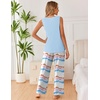 Ekouaer Womens Pajamas Set Sleeveless Lounge Sets Tank Top and Pants Pjs | V Neck Top Loungewear with Side Slit, Comfy Lounge Pants with Pockets, Elastic Waistband, 2 Piece Sleepwear, Loose Fit(Tie-dye Blue)