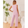 Ekouaer Womens Pajamas Set Sleeveless Lounge Sets Tank Top and Pants Pjs | V Neck Top Loungewear with Side Slit, Comfy Lounge Pants with Pockets, Elastic Waistband, 2 Piece Sleepwear, Loose Fit(Pink)