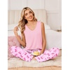 Ekouaer Womens Pajamas Set Sleeveless Lounge Sets Tank Top and Pants Pjs | V Neck Top Loungewear with Side Slit, Comfy Lounge Pants with Pockets, Elastic Waistband, 2 Piece Sleepwear, Loose Fit(Pink Butterfly)