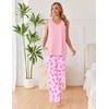 Ekouaer Womens Pajamas Set Sleeveless Lounge Sets Tank Top and Pants Pjs | V Neck Top Loungewear with Side Slit, Comfy Lounge Pants with Pockets, Elastic Waistband, 2 Piece Sleepwear, Loose Fit(Pink Butterfly)