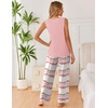 Ekouaer Womens Pajamas Set Sleeveless Lounge Sets Tank Top and Pants Pjs | V Neck Top Loungewear with Side Slit, Comfy Lounge Pants with Pockets, Elastic Waistband, 2 Piece Sleepwear, Loose Fit(Tie-dye Pink)